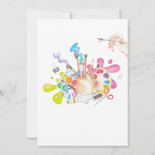 Kunstschilderkunst verjaardagsfeestje uitnodiging (Achterkant)