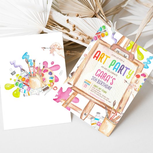 Kunstschilderkunst verjaardagsfeestje uitnodiging