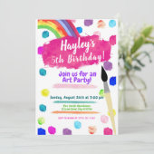 Kunstschilderpartij Waterverf Birthday-uitnodiging Kaart (Staand voorkant)
