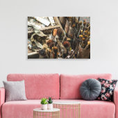 Kunstschilderpenselen en verf in oud Hoesje van ho Canvas Afdruk (Insitu (Woonkamer))