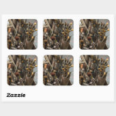 Kunstschilderpenselen en verf in oud Hoesje van ho Vierkante Sticker (Vel)