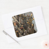 Kunstschilderpenselen en verf in oud Hoesje van ho Vierkante Sticker (Envelop)