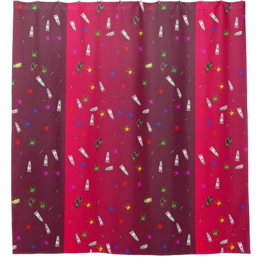 Kunstschilderverf en kunstgeborene in de schemerru douchegordijn (Voorkant)