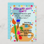 kunstschilderverjaardagsuitnodiging kaart (Voorkant / Achterkant)