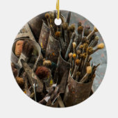 Kunstschildpadden in oude rottenblikken keramisch ornament (Achterkant)