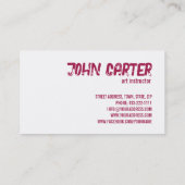 Kunstschool Roze magenta Ink Splash Visitekaartje (Achterkant)