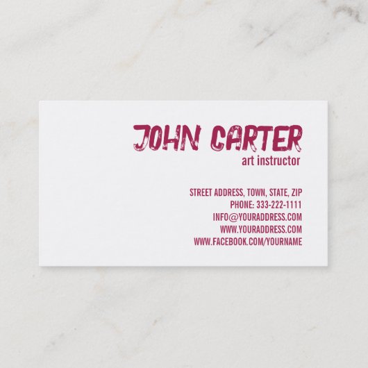 Kunstschool Roze magenta Ink Splash Visitekaartje (Achterkant)