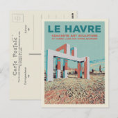 Kunstsculptuur van Le Havre beton op strand Frankr Briefkaart (Voorkant / Achterkant)