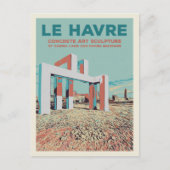Kunstsculptuur van Le Havre beton op strand Frankr Briefkaart (Voorkant)