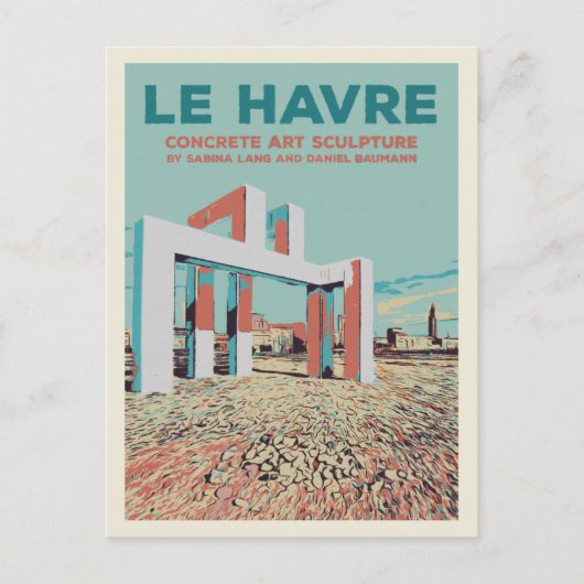 Kunstsculptuur van Le Havre beton op strand Frankr Briefkaart (Voorkant)