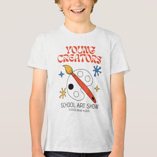 Kunstshow van de Jonge Creatieve School Tri-Blend Shirt (Voorkant)