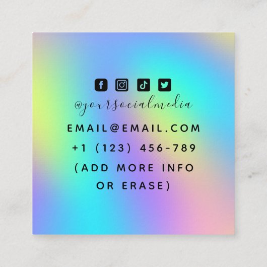 Kunstslang van de tattoo Illustratie Unicorn Regen Vierkante Visitekaartje (Achterkant)