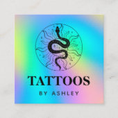 Kunstslang van de tattoo Illustratie Unicorn Regen Vierkante Visitekaartje (Voorkant)