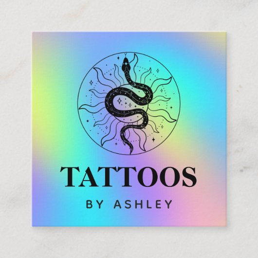 Kunstslang van de tattoo Illustratie Unicorn Regen Vierkante Visitekaartje (Voorkant)