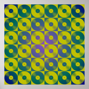 Kunstsplein met pop, van vinylmuziek poster