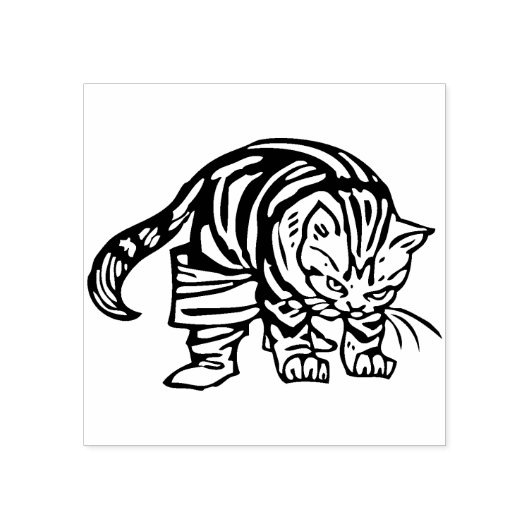 kunststempel kat op laarzen rubberstempel (Afrduk)