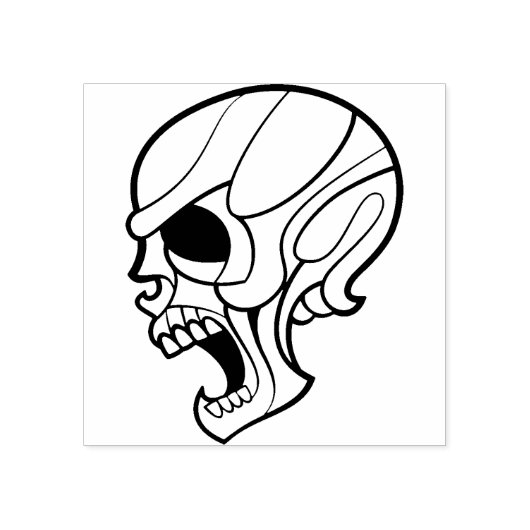Kunststempel met moderne kunstschedel rubberstempel (Afrduk)