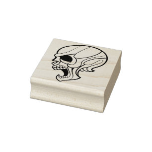 Kunststempel met moderne kunstschedel rubberstempel