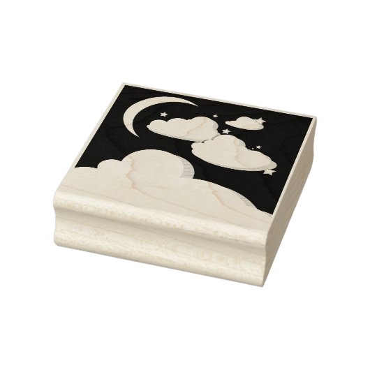 Kunststempel Moon and Clouds Rubber Rubberstempel (Stempel)