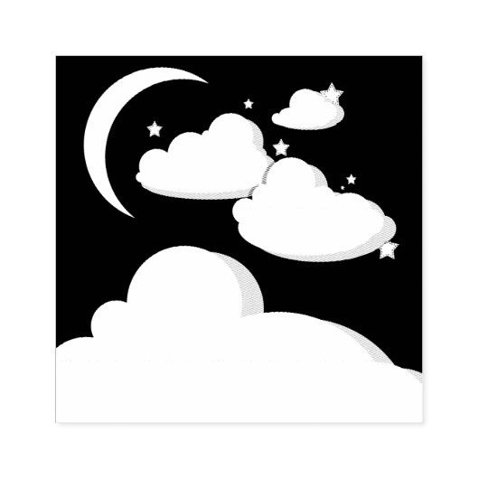 Kunststempel Moon and Clouds Rubber Rubberstempel (Afrduk)