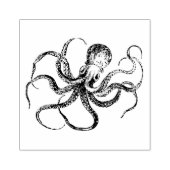 Kunststempel van hout met gegraveerde octopus in v rubberstempel (Afrduk)