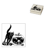 kunststempel van kat en pompoen rubberstempel (Gestempeld)