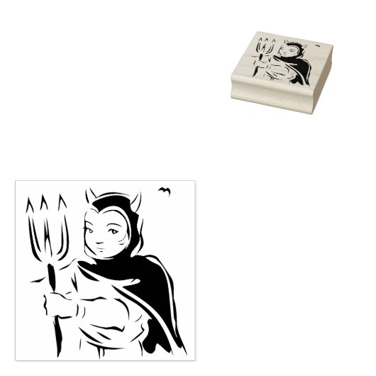 Kunststempel voor kleine duivelse meisjes rubberstempel (Gestempeld)