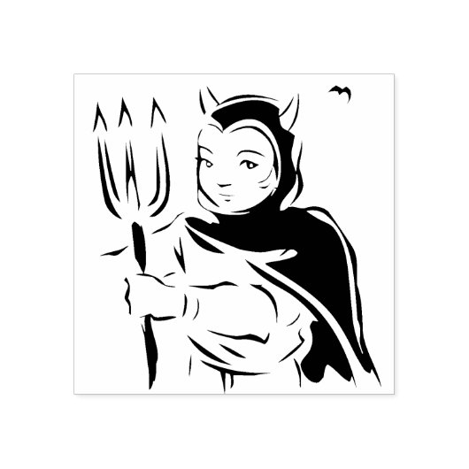 Kunststempel voor kleine duivelse meisjes rubberstempel (Afrduk)