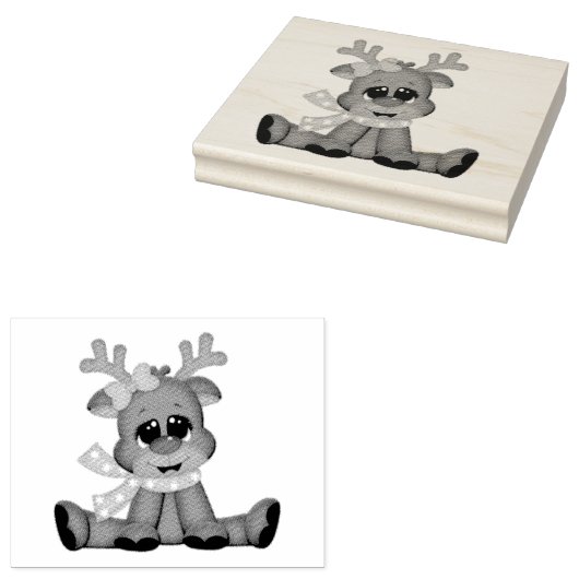 Kunststempels voor hout/Baby Rudolph Rubberstempel (Gestempeld)