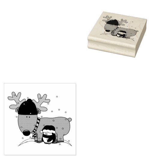 Kunststempels voor hout/Rudolph en Penguin Rubberstempel (Gestempeld)