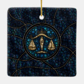 Kunststijl Abalone Gold van de galg Zodiac Dot Keramisch Ornament (Achterkant)