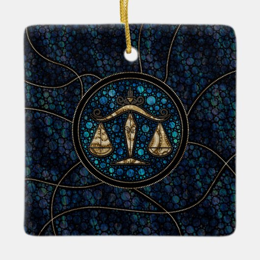 Kunststijl Abalone Gold van de galg Zodiac Dot Keramisch Ornament (Voorkant)