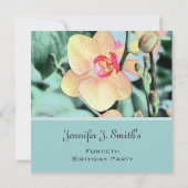 kunststijl elegant orchidee flower verjaardagsfees kaart (Achterkant)