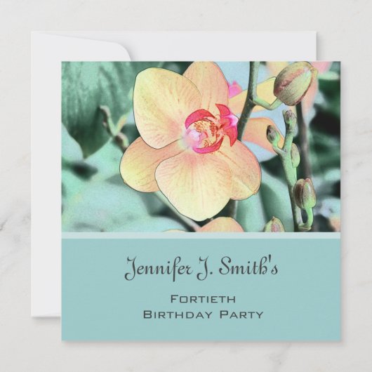 kunststijl elegant orchidee flower verjaardagsfees kaart (Achterkant)