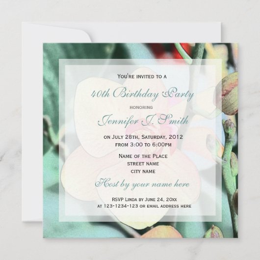 kunststijl elegant orchidee flower verjaardagsfees kaart (Voorkant)