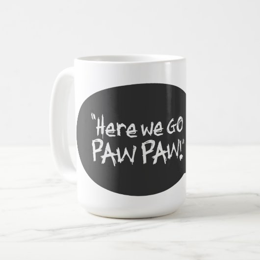 Kunststijl pop - Hier gaan we naar Paw Paw Koffiemok (Voorkant links)