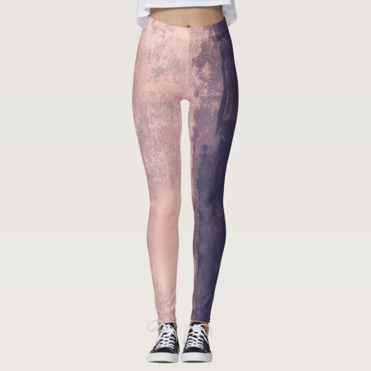 Kunststijl Roze marineblauw Leggings (Voorkant)