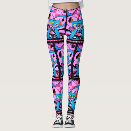 Kunststijlkatten van pop, kunstafdrukken, maximali leggings (Voorkant)