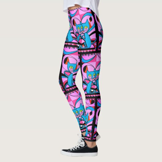 Kunststijlkatten van pop, kunstafdrukken, maximali leggings (Links)