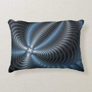 Kunststof Blauw Grijs 3D Fractal Art Modern Abstra Accent Kussen