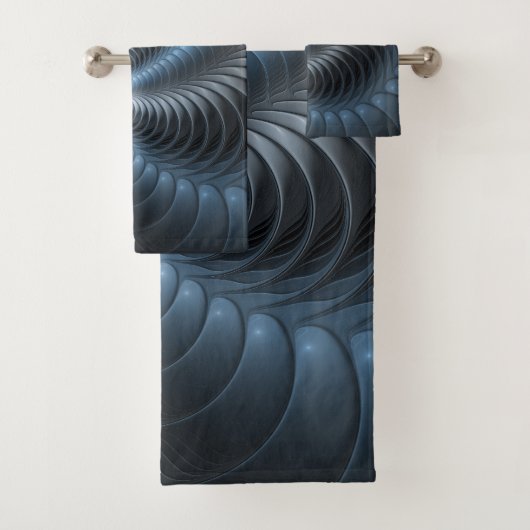 Kunststof Blauw Grijs 3D Fractal Art Modern Abstra Bad Handdoek (Insitu)
