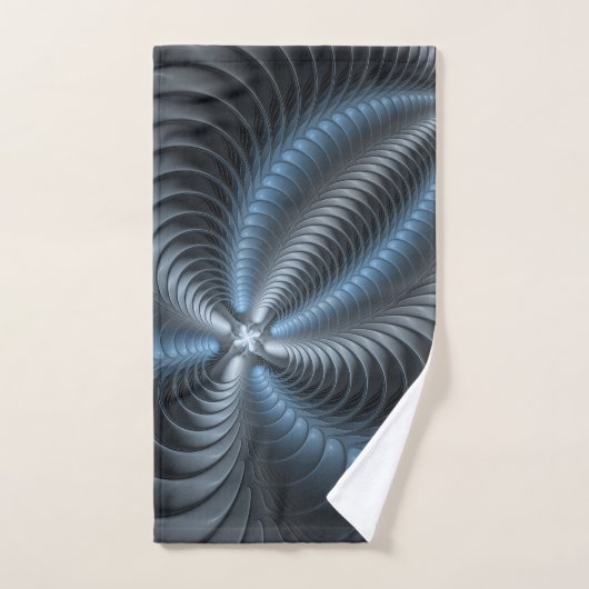 Kunststof Blauw Grijs 3D Fractal Art Modern Abstra Bad Handdoek (Handdoek)