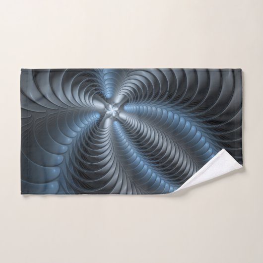 Kunststof Blauw Grijs 3D Fractal Art Modern Abstra Bad Handdoek (Handdoek)