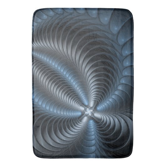 Kunststof Blauw Grijs 3D Fractal Art Modern Abstra Badmat (Voorkant Verticaal)