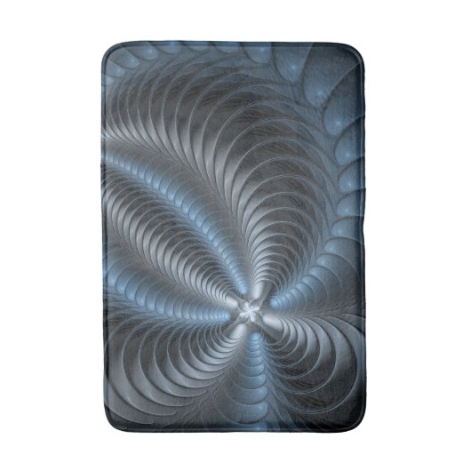 Kunststof Blauw Grijs 3D Fractal Art Modern Abstra Badmat (Voorkant Verticaal)