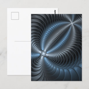 Kunststof Blauw Grijs 3D Fractal Art Modern Abstra Briefkaart