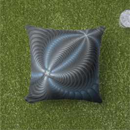 Kunststof Blauw Grijs 3D Fractal Art Modern Abstra Buitenkussen