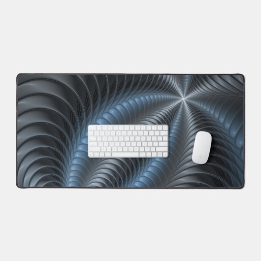 Kunststof Blauw Grijs 3D Fractal Art Modern Abstra Bureaumat (Keyboard & Muis)