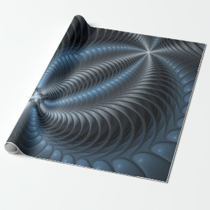 Kunststof Blauw Grijs 3D Fractal Art Modern Abstra Cadeaupapier