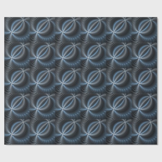 Kunststof Blauw Grijs 3D Fractal Art Modern Abstra Cadeaupapier (Vlak)